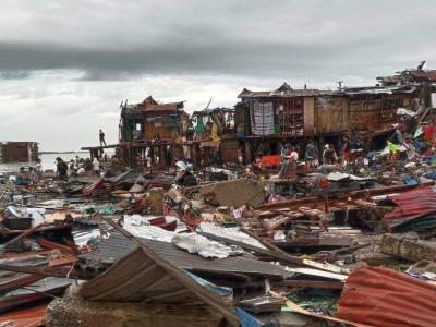 Destruction after typhoon Odette